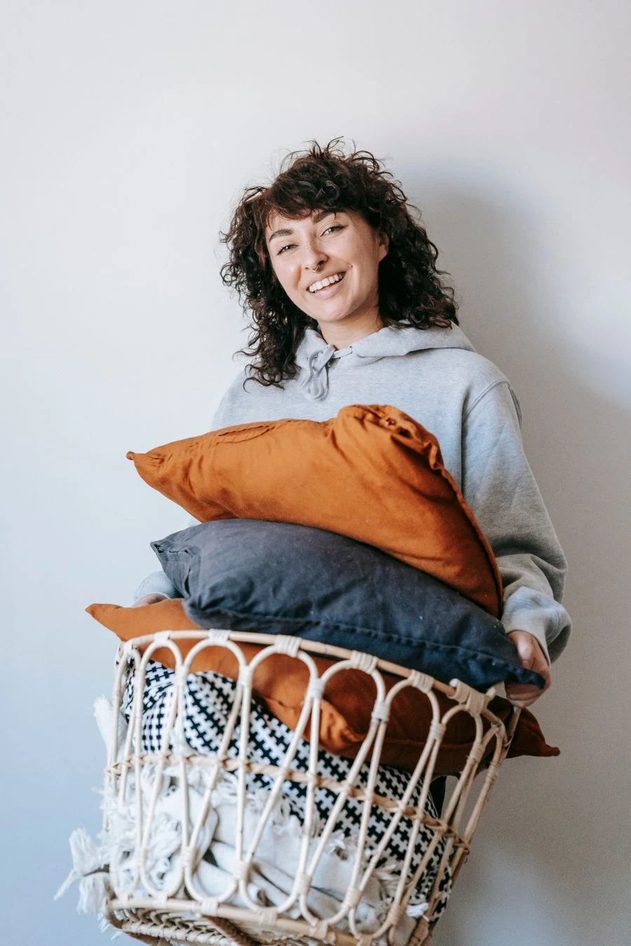 Large Floor Baskets for Throw Pillows