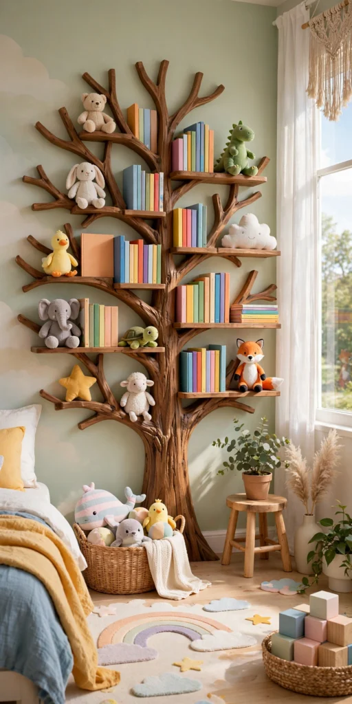 Tree bookshelf for kids room