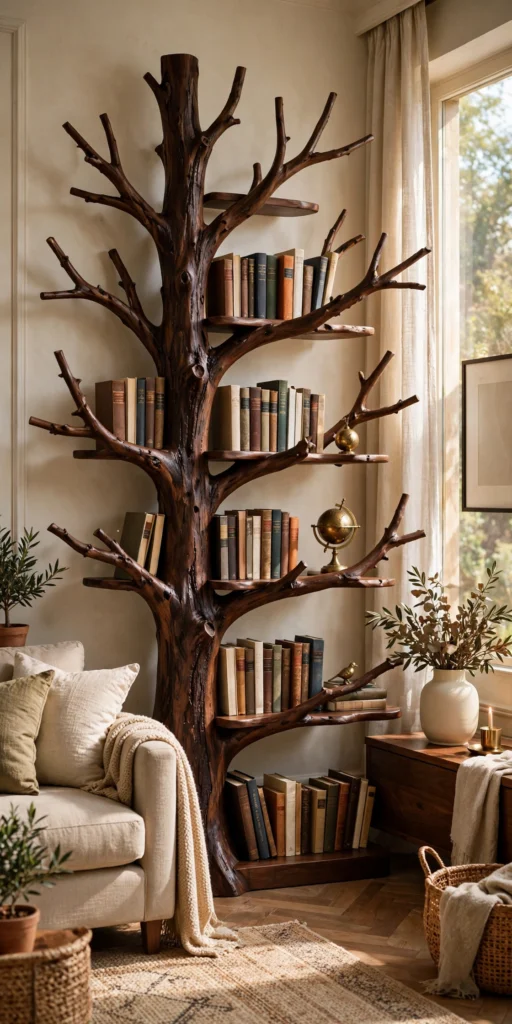 Walnut tree bookcase elegant design